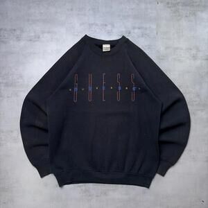 Vintage 90’s Black Guess Grunge Distressed Crewneck Sweater